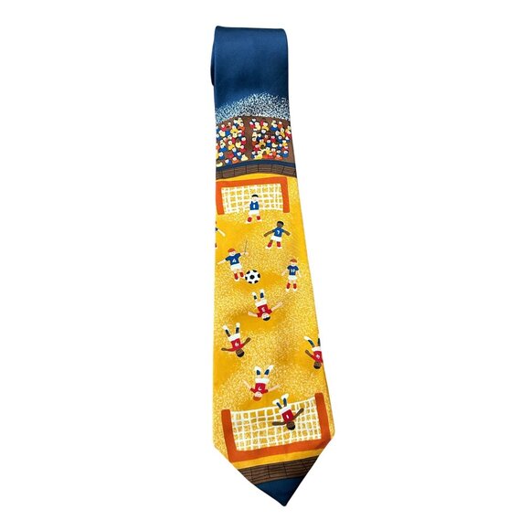 Save The Children 100% Silk Soccer Game Tie By Michael Age 9 - Picture 2 of 7